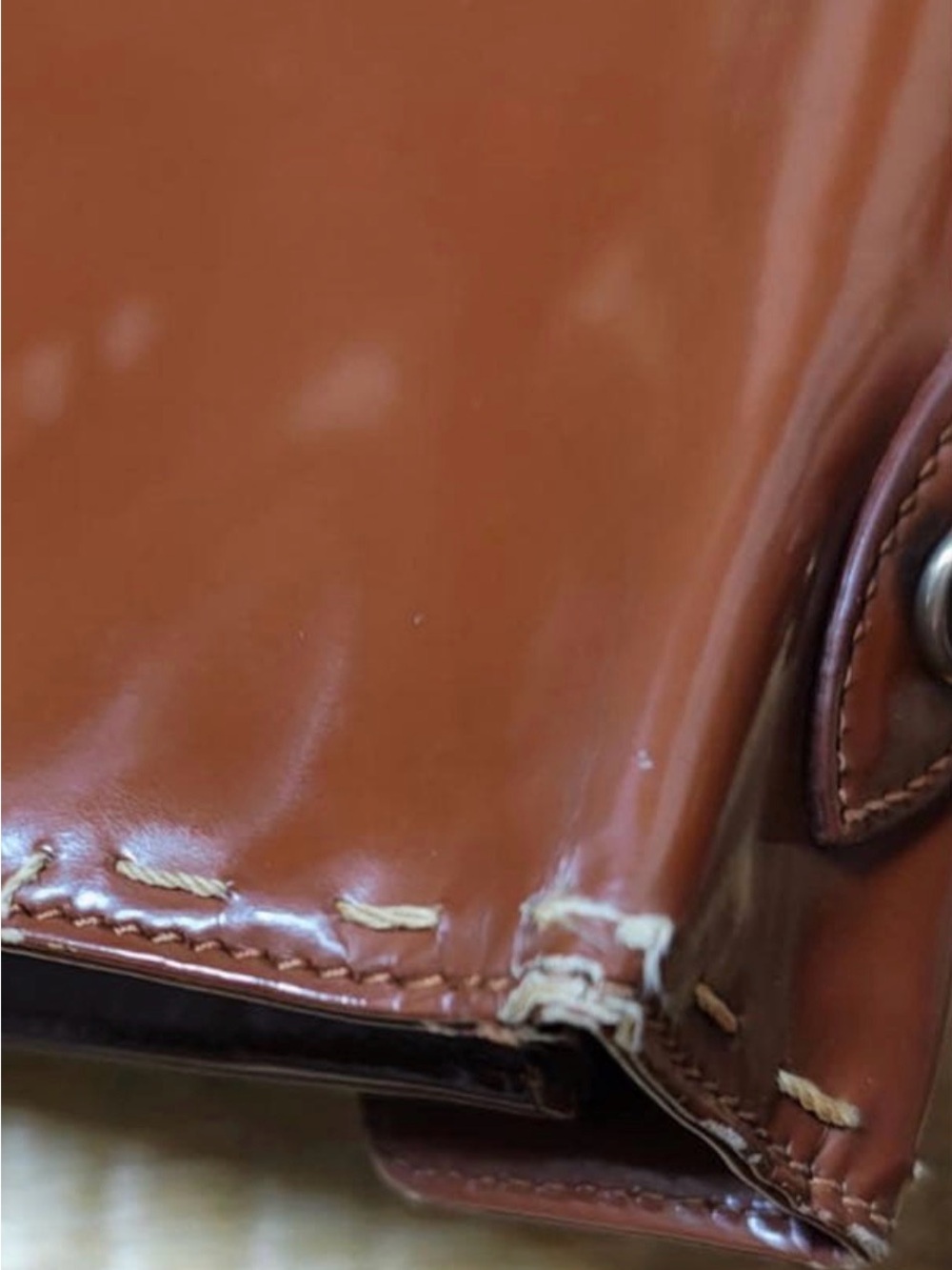 Prada Brown Leather Top-Handle Satchel with Gold Hardware and crossbody strap - Picture 11 of 11
